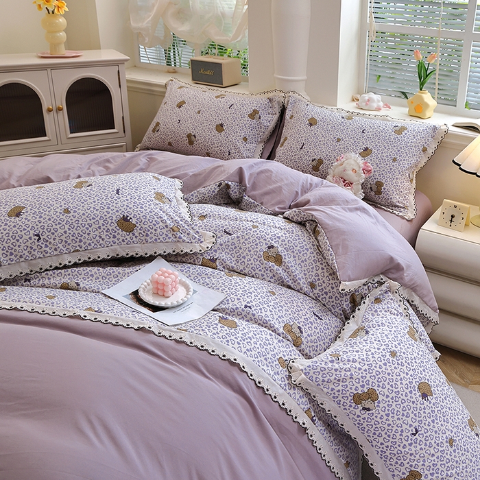 91家纺网 家纺一手货源 找家纺 北部居 2026新款水洗仿棉韩版花边款田园复古风小清新四件套-第一款 牧歌