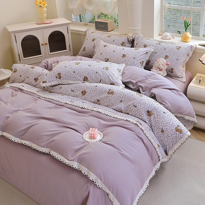 91家纺网 家纺一手货源 找家纺 北部居 2026新款水洗仿棉韩版花边款田园复古风小清新四件套-第一款 牧歌