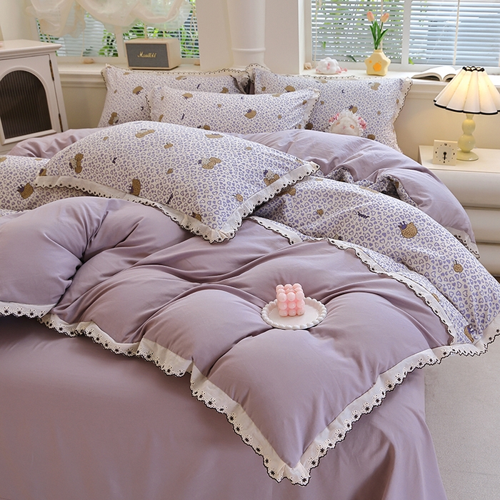 91家纺网 家纺一手货源 找家纺 北部居 2026新款水洗仿棉韩版花边款田园复古风小清新四件套-第一款 牧歌