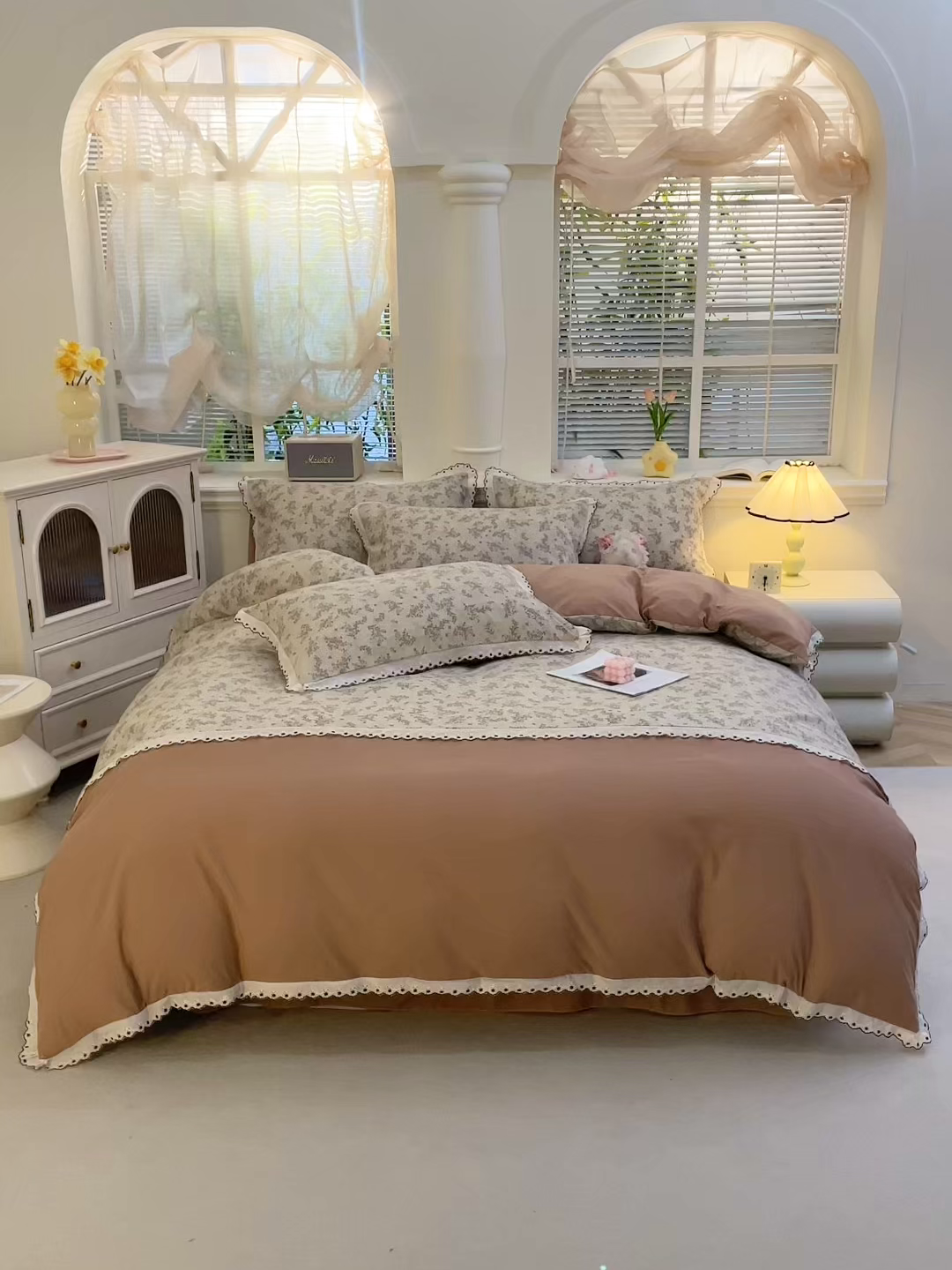 91家纺网 家纺一手货源 找家纺 北部居 2026新款水洗仿棉韩版花边款田园复古风小清新四件套-第一款 妮可