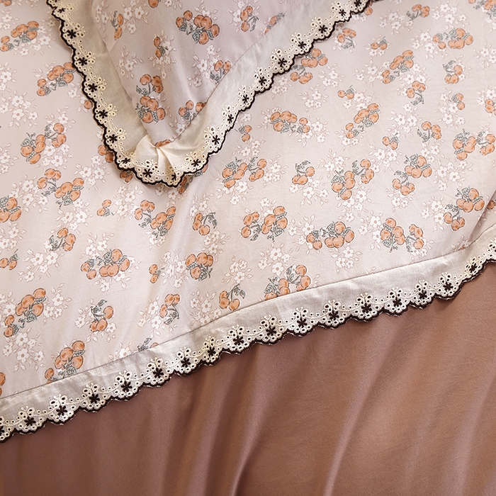 91家纺网 家纺一手货源 找家纺 北部居 2026新款水洗仿棉韩版花边款田园复古风小清新四件套-第一款 朴雅