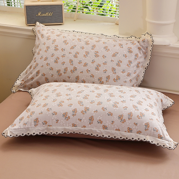 91家纺网 家纺一手货源 找家纺 北部居 2026新款水洗仿棉韩版花边款田园复古风小清新四件套-第一款 朴雅