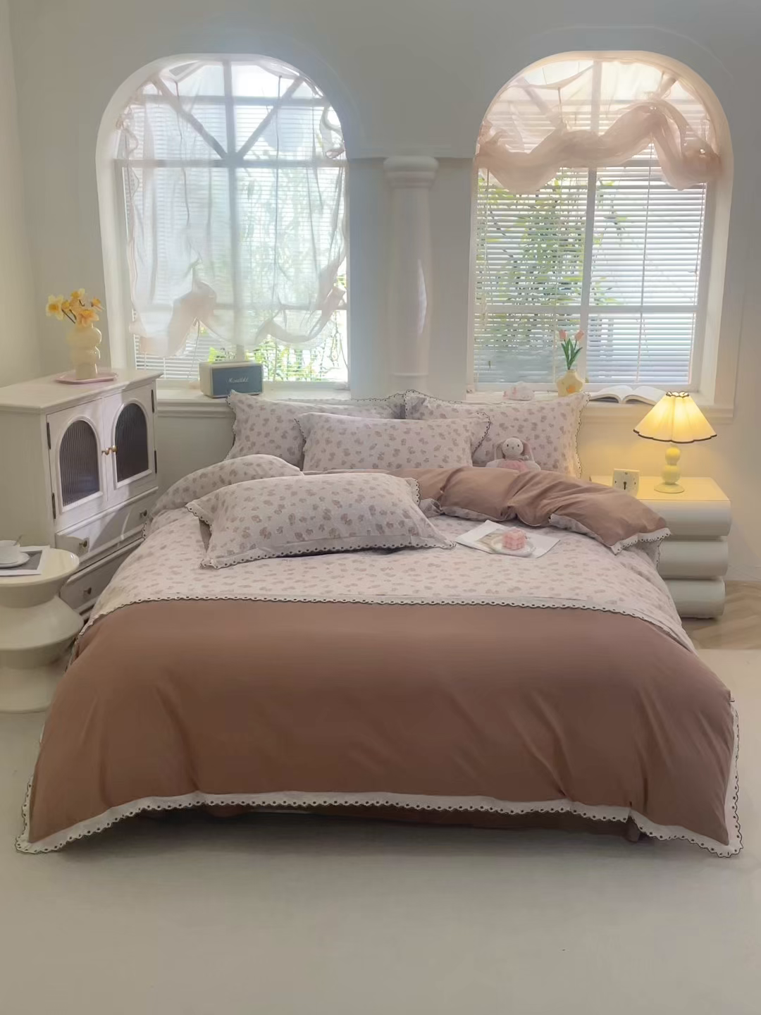 91家纺网 家纺一手货源 找家纺 北部居 2026新款水洗仿棉韩版花边款田园复古风小清新四件套-第一款 朴雅