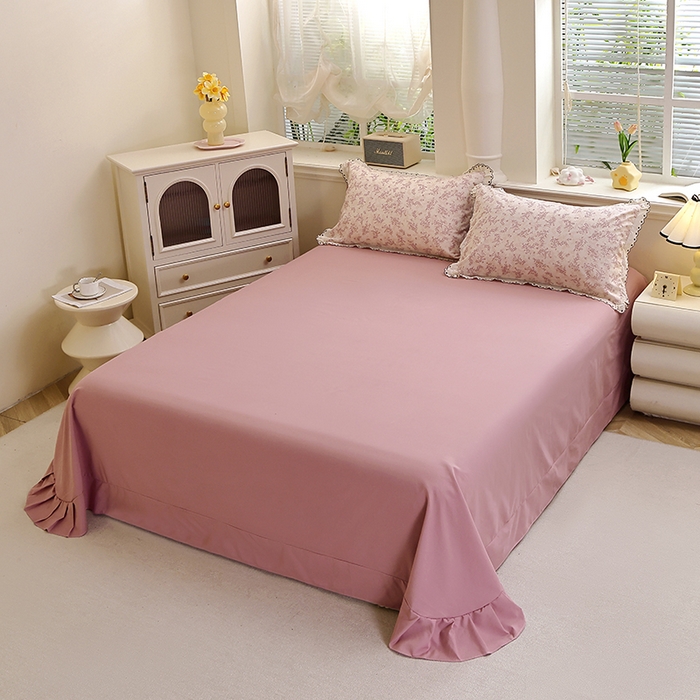 91家纺网 家纺一手货源 找家纺 北部居 2026新款水洗仿棉韩版花边款田园复古风小清新四件套-第一款 韶华