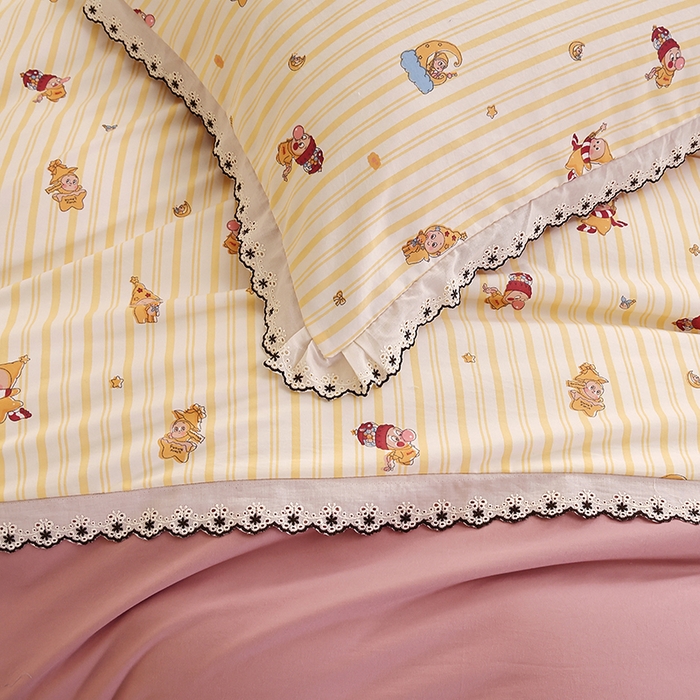 91家纺网 家纺一手货源 找家纺 北部居 2026新款水洗仿棉韩版花边款田园复古风小清新四件套-第一款 甜宠