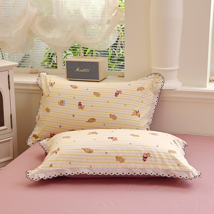 91家纺网 家纺一手货源 找家纺 北部居 2026新款水洗仿棉韩版花边款田园复古风小清新四件套-第一款 甜宠