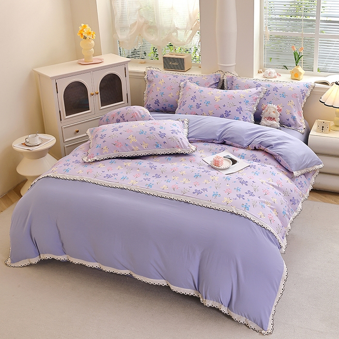 91家纺网 家纺一手货源 找家纺 北部居 2026新款水洗仿棉韩版花边款田园复古风小清新四件套-第一款 小美好