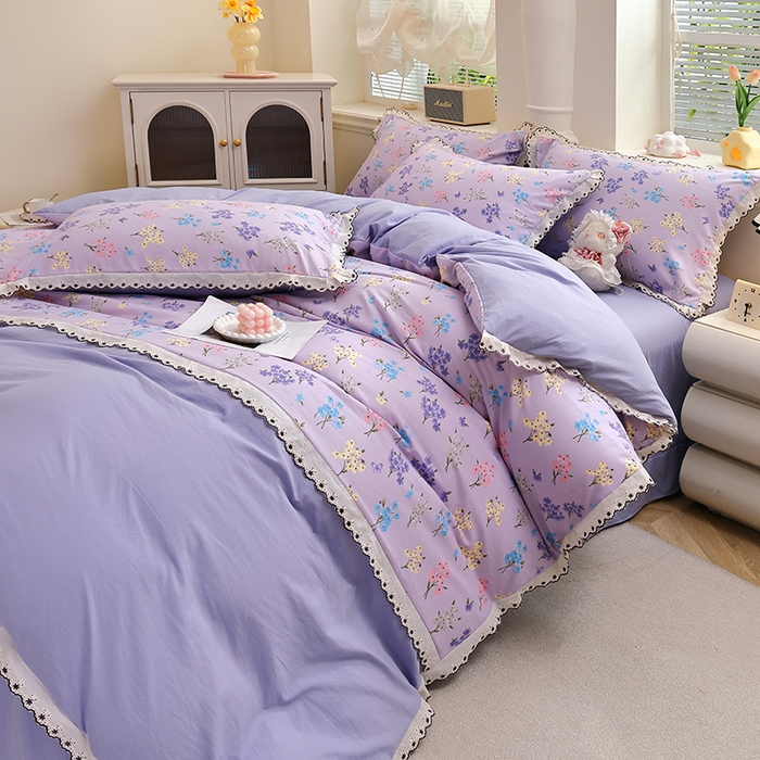 91家纺网 家纺一手货源 找家纺 北部居 2026新款水洗仿棉韩版花边款田园复古风小清新四件套-第一款 小美好