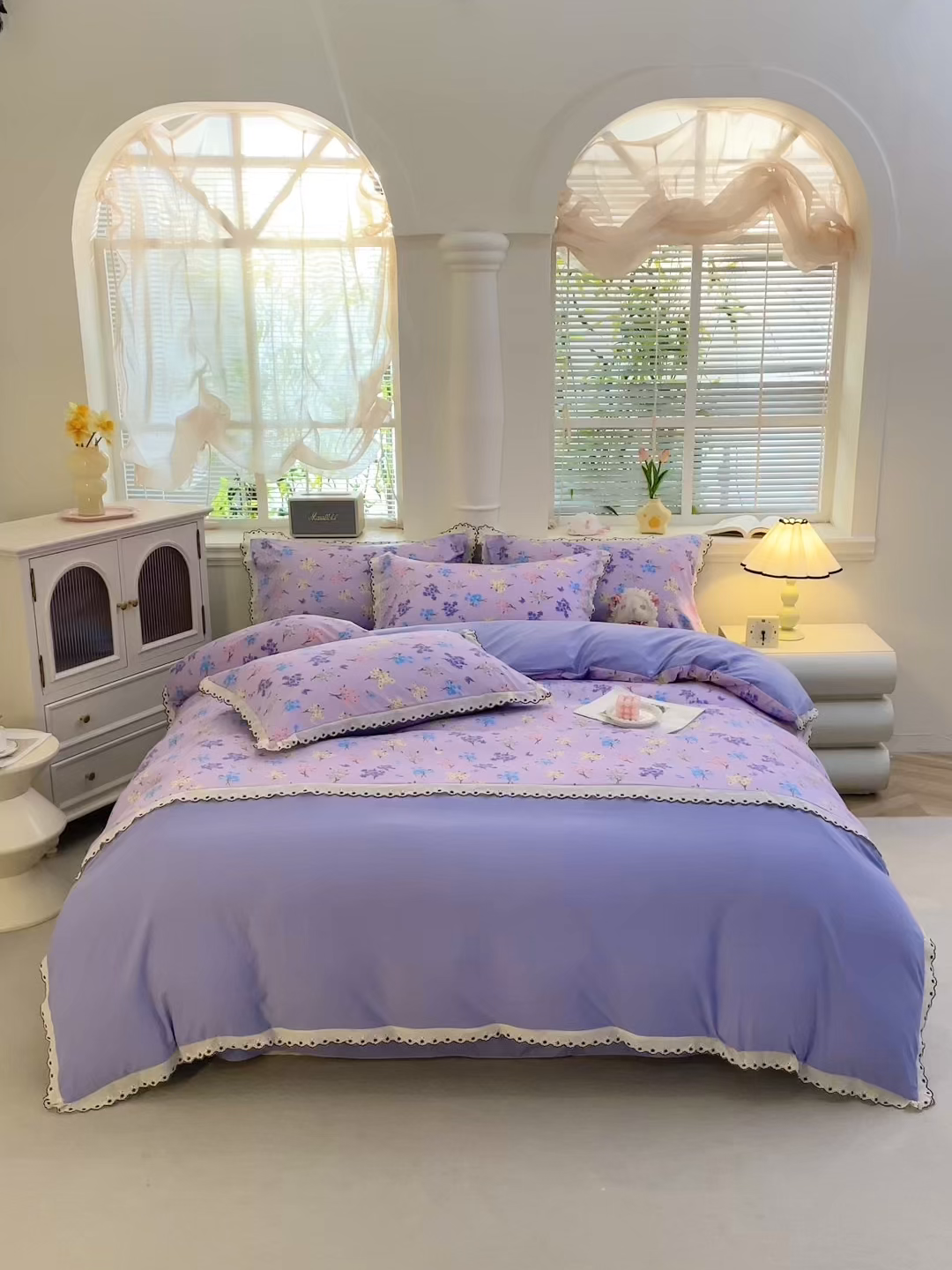 91家纺网 家纺一手货源 找家纺 北部居 2026新款水洗仿棉韩版花边款田园复古风小清新四件套-第一款 小美好