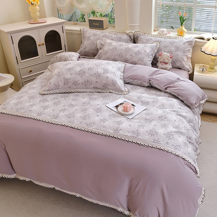 91家纺网 家纺一手货源 找家纺 北部居 2026新款水洗仿棉韩版花边款田园复古风小清新四件套-第一款 悠然