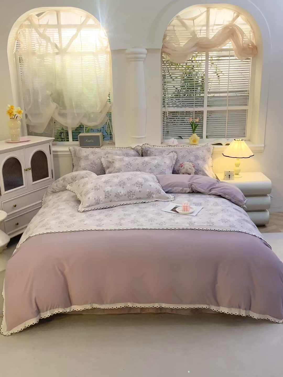 91家纺网 家纺一手货源 找家纺 北部居 2026新款水洗仿棉韩版花边款田园复古风小清新四件套-第一款 悠然