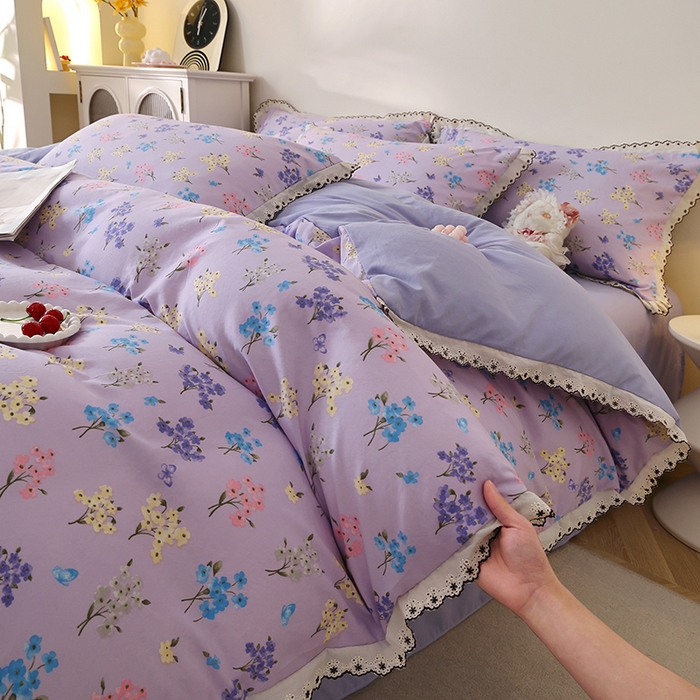 （总）北部居 2026新款水洗仿棉韩版花边款田园复古风小清新四件套