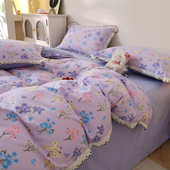 91家纺网 家纺一手货源 找家纺 （总）北部居 2026新款水洗仿棉韩版花边款田园复古风小清新四件套