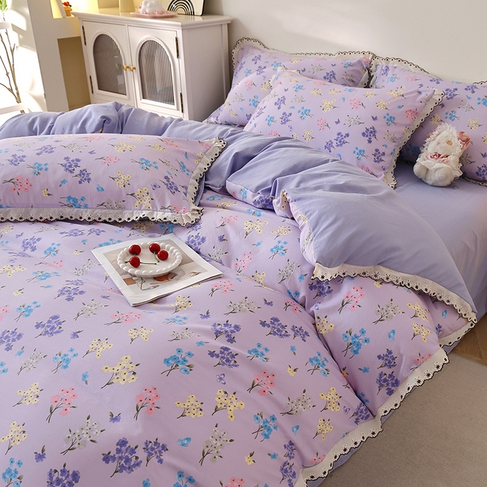 91家纺网 家纺一手货源 找家纺 （总）北部居 2026新款水洗仿棉韩版花边款田园复古风小清新四件套