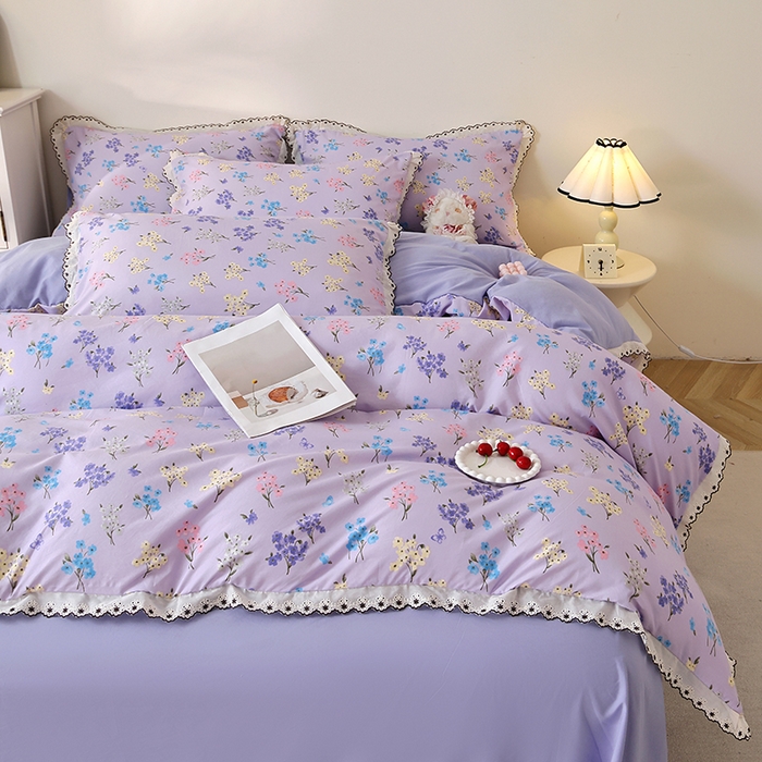 91家纺网 家纺一手货源 找家纺 （总）北部居 2026新款水洗仿棉韩版花边款田园复古风小清新四件套