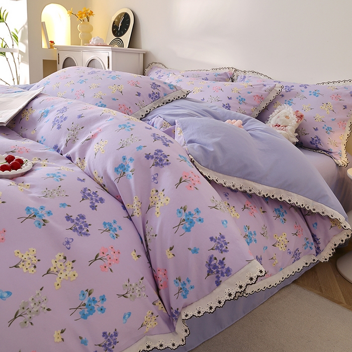 91家纺网 家纺一手货源 找家纺 （总）北部居 2026新款水洗仿棉韩版花边款田园复古风小清新四件套