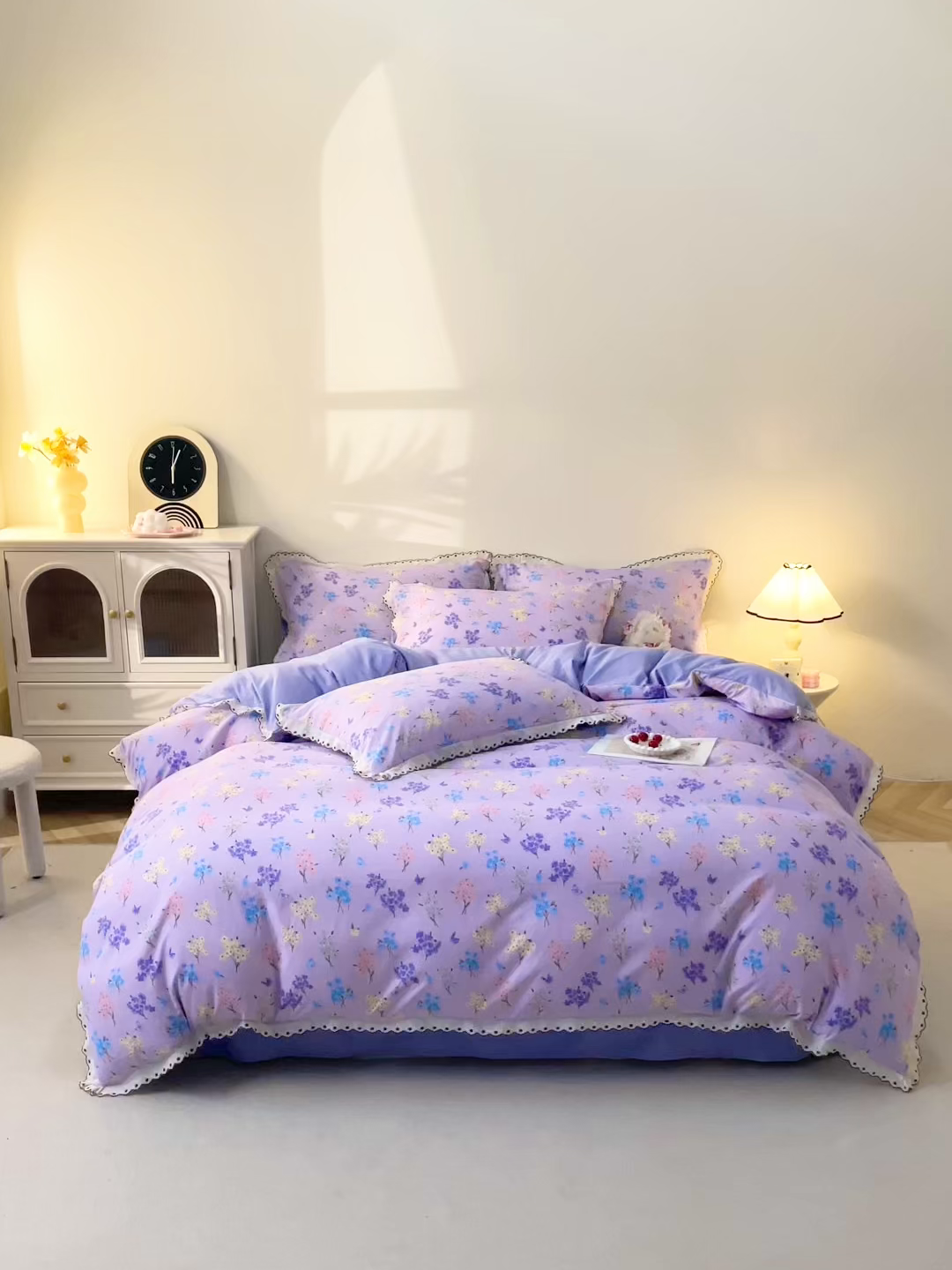 91家纺网 家纺一手货源 找家纺 北部居 2026新款水洗仿棉韩版花边款田园复古风小清新四件套 安琪拉