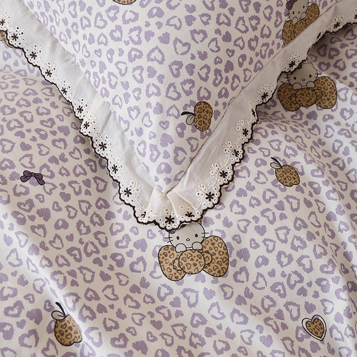 91家纺网 家纺一手货源 找家纺 北部居 2026新款水洗仿棉韩版花边款田园复古风小清新四件套 豹纹魅力