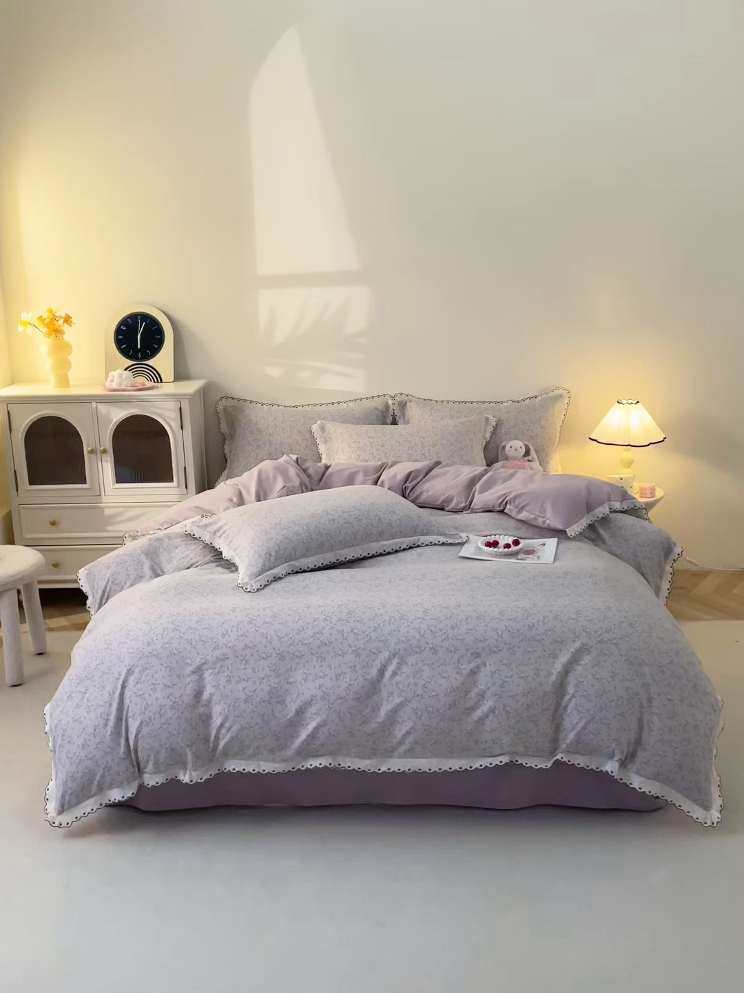 91家纺网 家纺一手货源 找家纺 北部居 2026新款水洗仿棉韩版花边款田园复古风小清新四件套 春旭