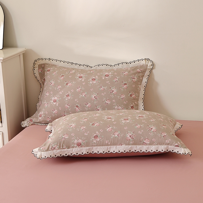 91家纺网 家纺一手货源 找家纺 北部居 2026新款水洗仿棉韩版花边款田园复古风小清新四件套 杜桑花园