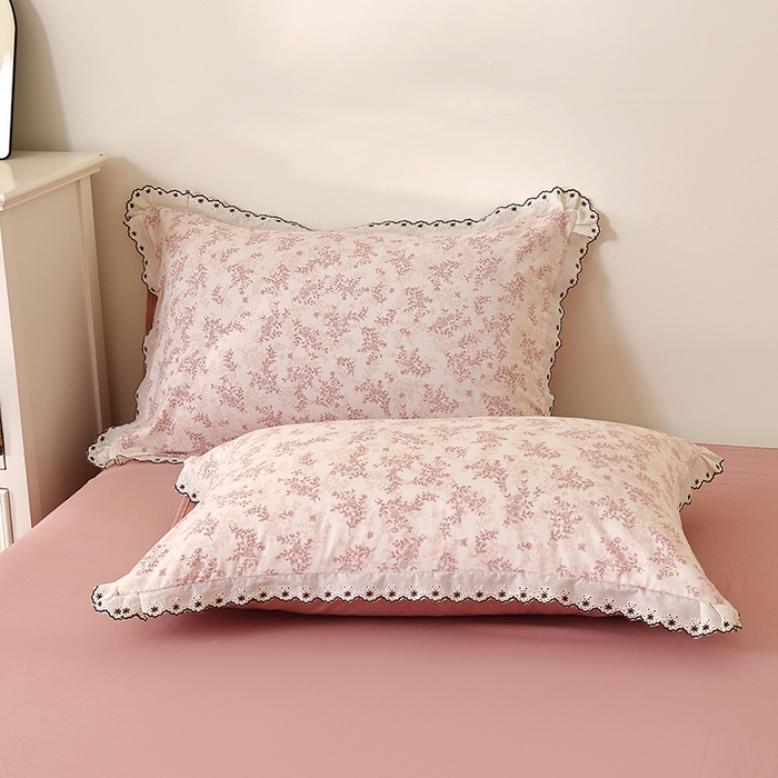 91家纺网 家纺一手货源 找家纺 北部居 2026新款水洗仿棉韩版花边款田园复古风小清新四件套 枫晚