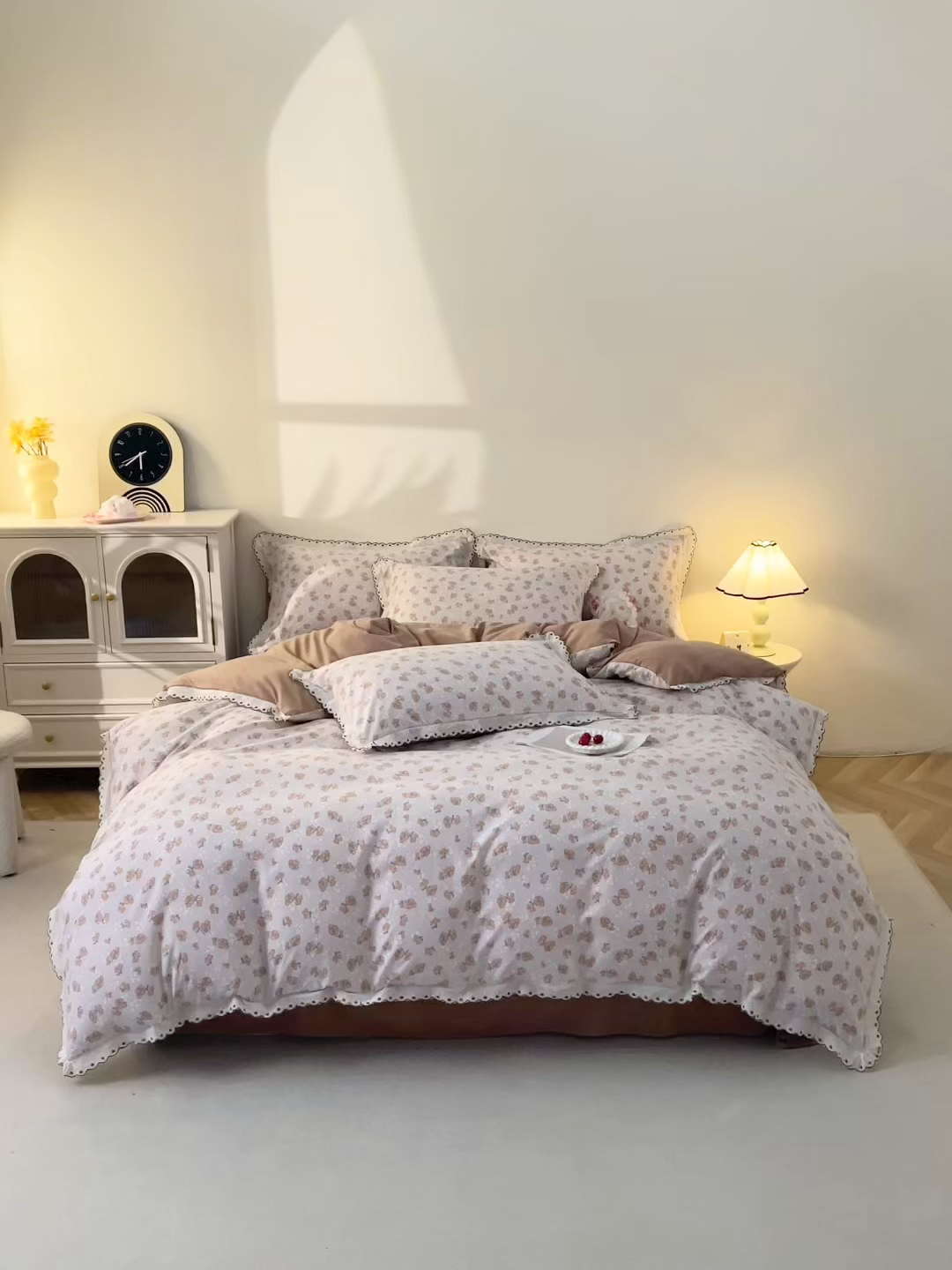 91家纺网 家纺一手货源 找家纺 北部居 2026新款水洗仿棉韩版花边款田园复古风小清新四件套 佳丽斯