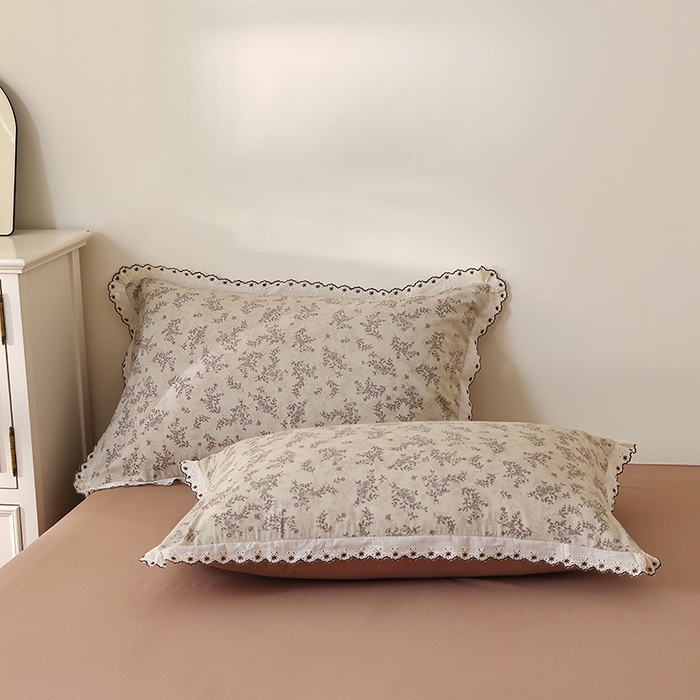 91家纺网 家纺一手货源 找家纺 北部居 2026新款水洗仿棉韩版花边款田园复古风小清新四件套 洛兰