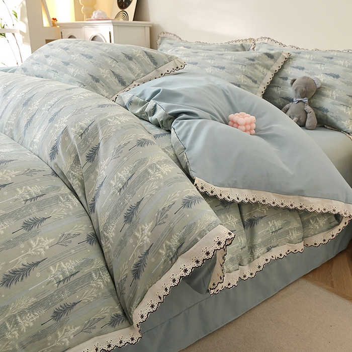 91家纺网 家纺一手货源 找家纺 北部居 2026新款水洗仿棉韩版花边款田园复古风小清新四件套 松野