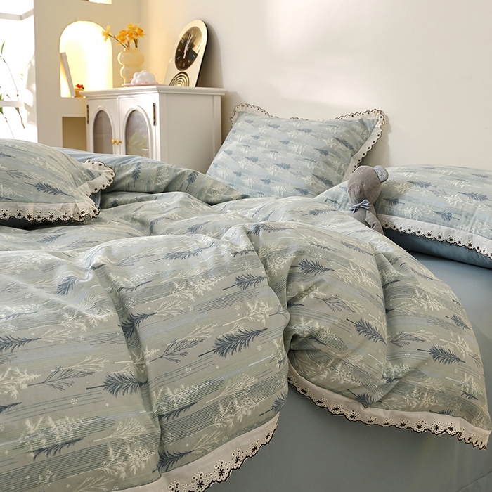 91家纺网 家纺一手货源 找家纺 北部居 2026新款水洗仿棉韩版花边款田园复古风小清新四件套 松野