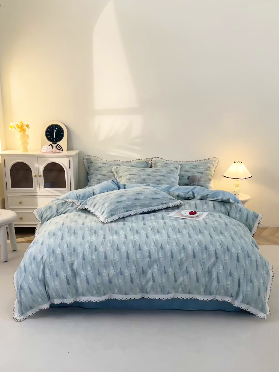 91家纺网 家纺一手货源 找家纺 北部居 2026新款水洗仿棉韩版花边款田园复古风小清新四件套 松野