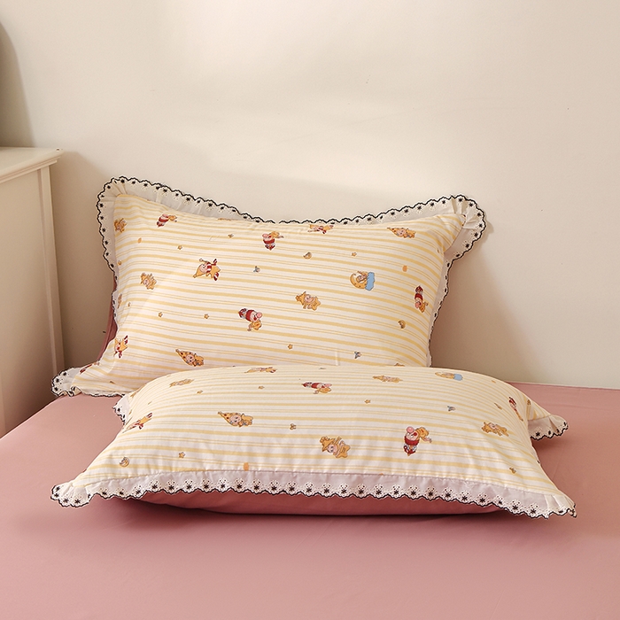 91家纺网 家纺一手货源 找家纺 北部居 2026新款水洗仿棉韩版花边款田园复古风小清新四件套 小精灵