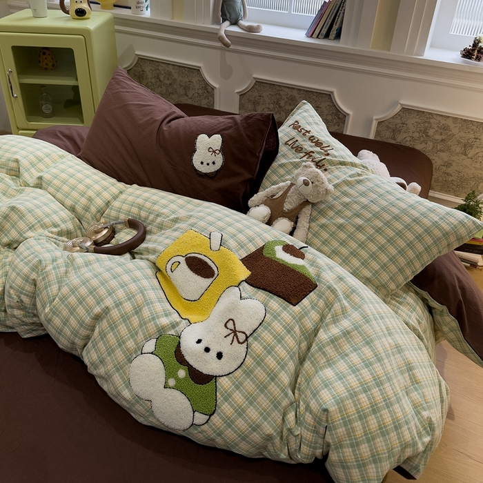 91家纺网 家纺一手货源 找家纺 （总）麦田家纺 2026加密A类色织全棉纯棉水洗棉毛巾绣四件套