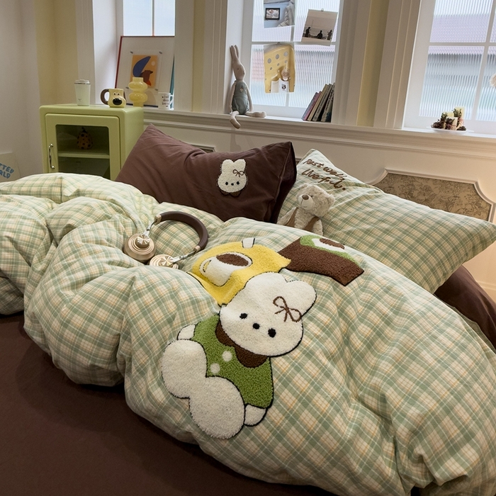 91家纺网 家纺一手货源 找家纺 （总）麦田家纺 2026加密A类色织全棉纯棉水洗棉毛巾绣四件套