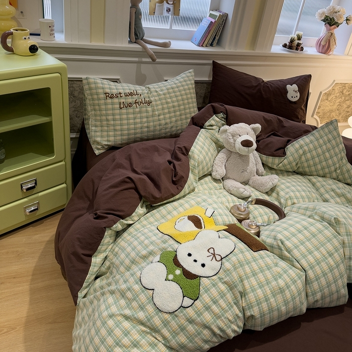 91家纺网 家纺一手货源 找家纺 （总）麦田家纺 2026加密A类色织全棉纯棉水洗棉毛巾绣四件套