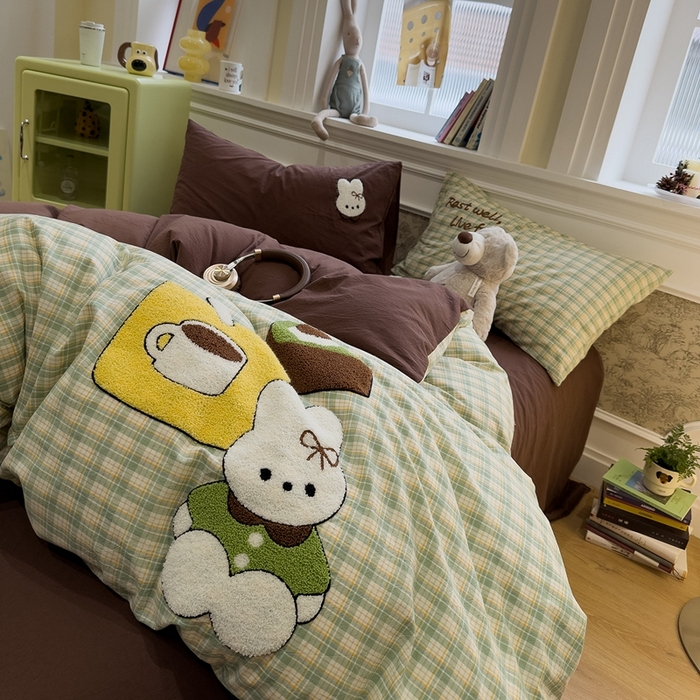 91家纺网 家纺一手货源 找家纺 （总）麦田家纺 2026加密A类色织全棉纯棉水洗棉毛巾绣四件套