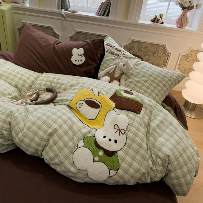 91家纺网 家纺一手货源 找家纺 （总）麦田家纺 2026加密A类色织全棉纯棉水洗棉毛巾绣四件套