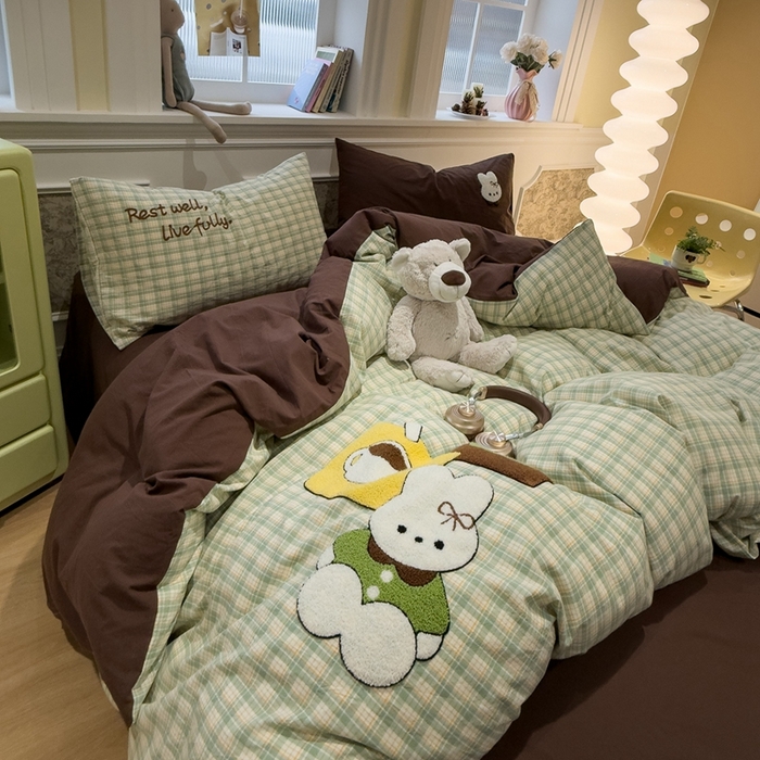 91家纺网 家纺一手货源 找家纺 （总）麦田家纺 2026加密A类色织全棉纯棉水洗棉毛巾绣四件套