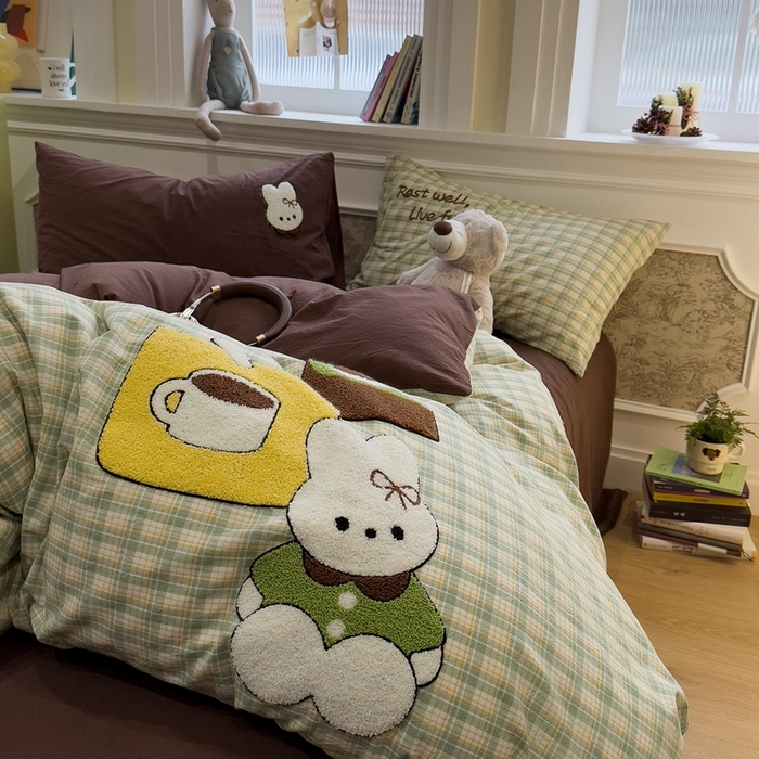 91家纺网 家纺一手货源 找家纺 （总）麦田家纺 2026加密A类色织全棉纯棉水洗棉毛巾绣四件套