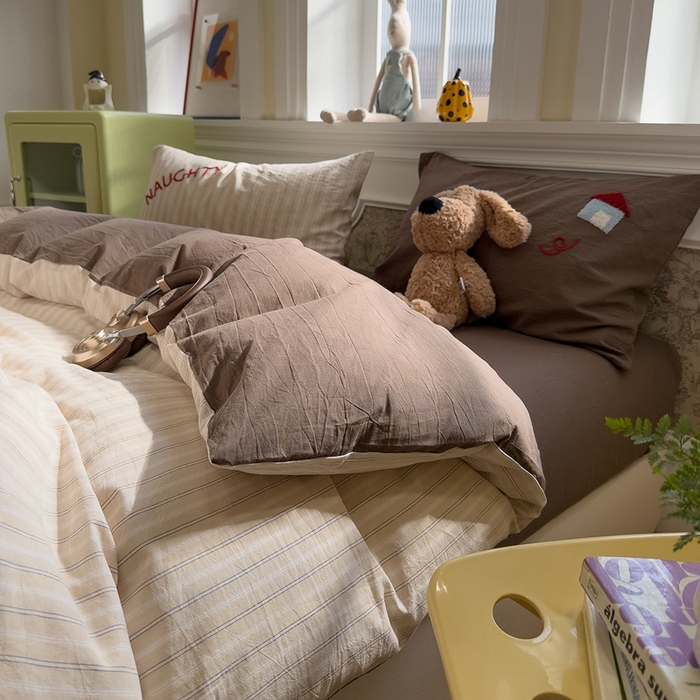 91家纺网 家纺一手货源 找家纺 麦田家纺 2026加密A类色织全棉纯棉水洗棉毛巾绣四件套 星星小马