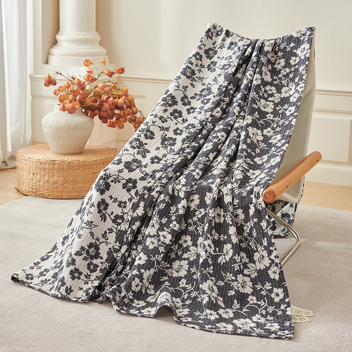 悦然毛巾被 2026新款全棉纯棉三层水洗色织纱布毛巾被盖毯夏凉被空调被 繁花似锦