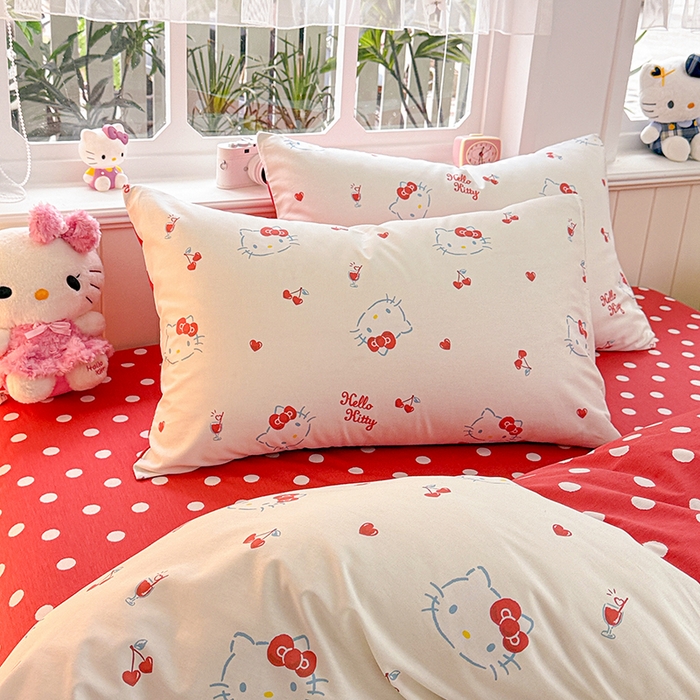 91家纺网 家纺一手货源 找家纺 朵希曼 2026新款正版授权全棉纯棉三丽鸥系列 樱桃凯蒂