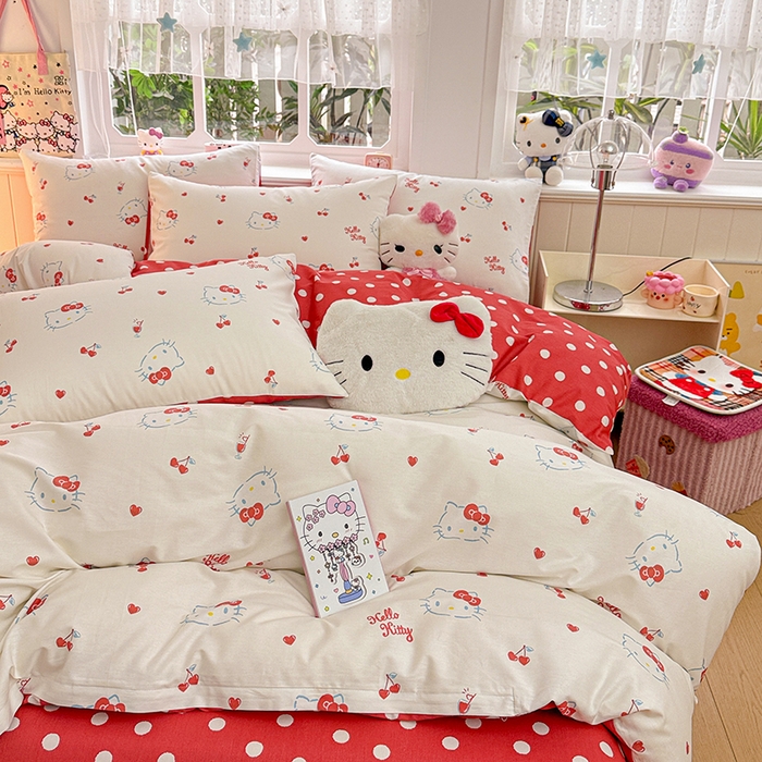 91家纺网 家纺一手货源 找家纺 朵希曼 2026新款正版授权全棉纯棉三丽鸥系列 樱桃凯蒂