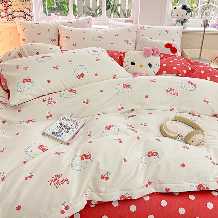 91家纺网 家纺一手货源 找家纺 朵希曼 2026新款正版授权全棉纯棉三丽鸥系列 樱桃凯蒂