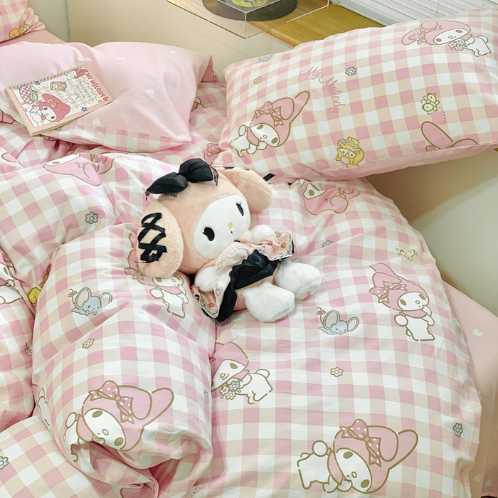 91家纺网 家纺一手货源 找家纺 朵希曼 2026新款正版授权全棉纯棉三丽鸥系列 粉格美乐蒂