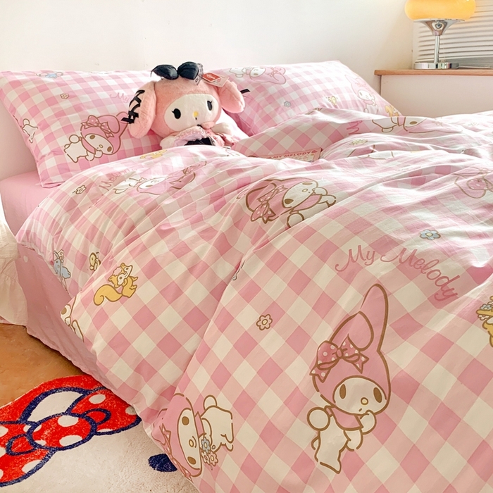 91家纺网 家纺一手货源 找家纺 朵希曼 2026新款正版授权全棉纯棉三丽鸥系列 粉格美乐蒂