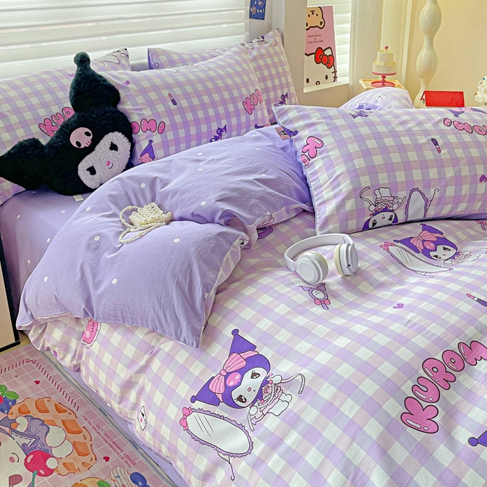 91家纺网 家纺一手货源 找家纺 朵希曼 2026新款正版授权全棉纯棉三丽鸥系列 格子库洛米