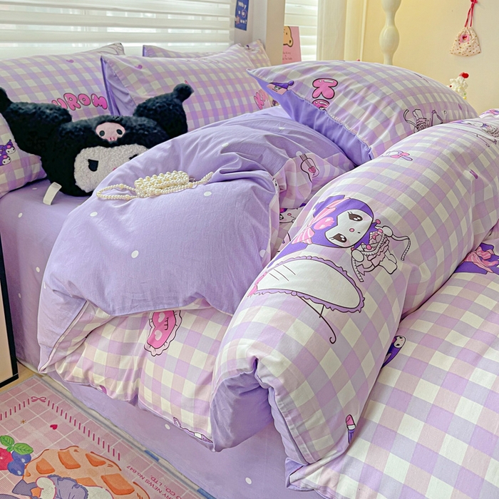 91家纺网 家纺一手货源 找家纺 朵希曼 2026新款正版授权全棉纯棉三丽鸥系列 格子库洛米