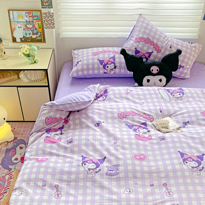 91家纺网 家纺一手货源 找家纺 朵希曼 2026新款正版授权全棉纯棉三丽鸥系列 格子库洛米