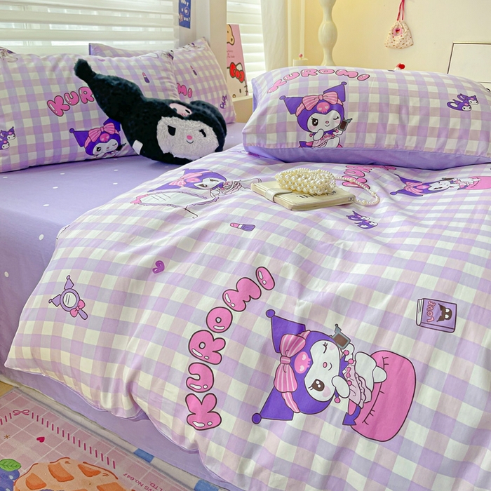 91家纺网 家纺一手货源 找家纺 朵希曼 2026新款正版授权全棉纯棉三丽鸥系列 格子库洛米