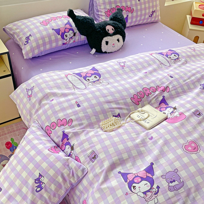 91家纺网 家纺一手货源 找家纺 朵希曼 2026新款正版授权全棉纯棉三丽鸥系列 格子库洛米